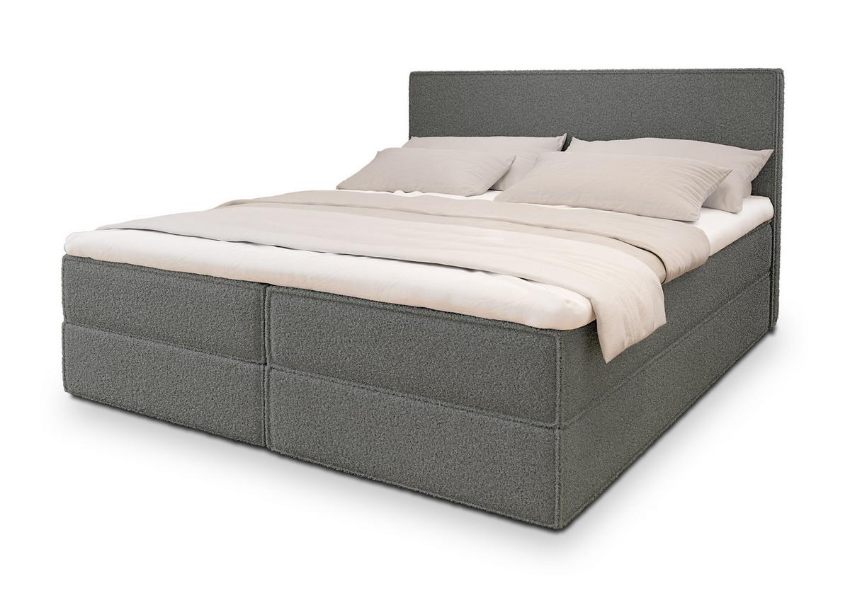 BOXBETT PELLIO 180x200 cm mit Matratze und Topper - Grau - Grau, Holz (180/200cm) - MASSENO
