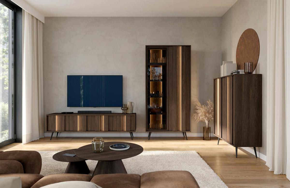 HIGHBOARD Amaro 93 cm - Eichefarben/Schwarz, Holzwerkstoff/Metall (93.5/125.6/40cm) - Selsey