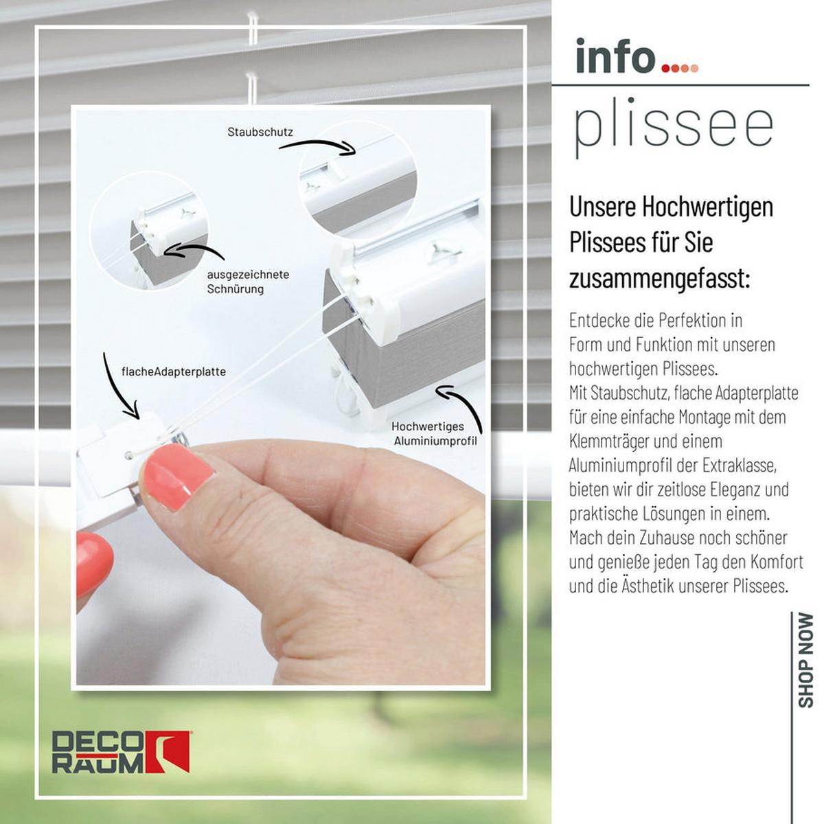 PLISSEE Basic 80 x 210cm Klemmfix ohne Bohren - Silberfarben, Textil (80/210cm) - Deco-Raum