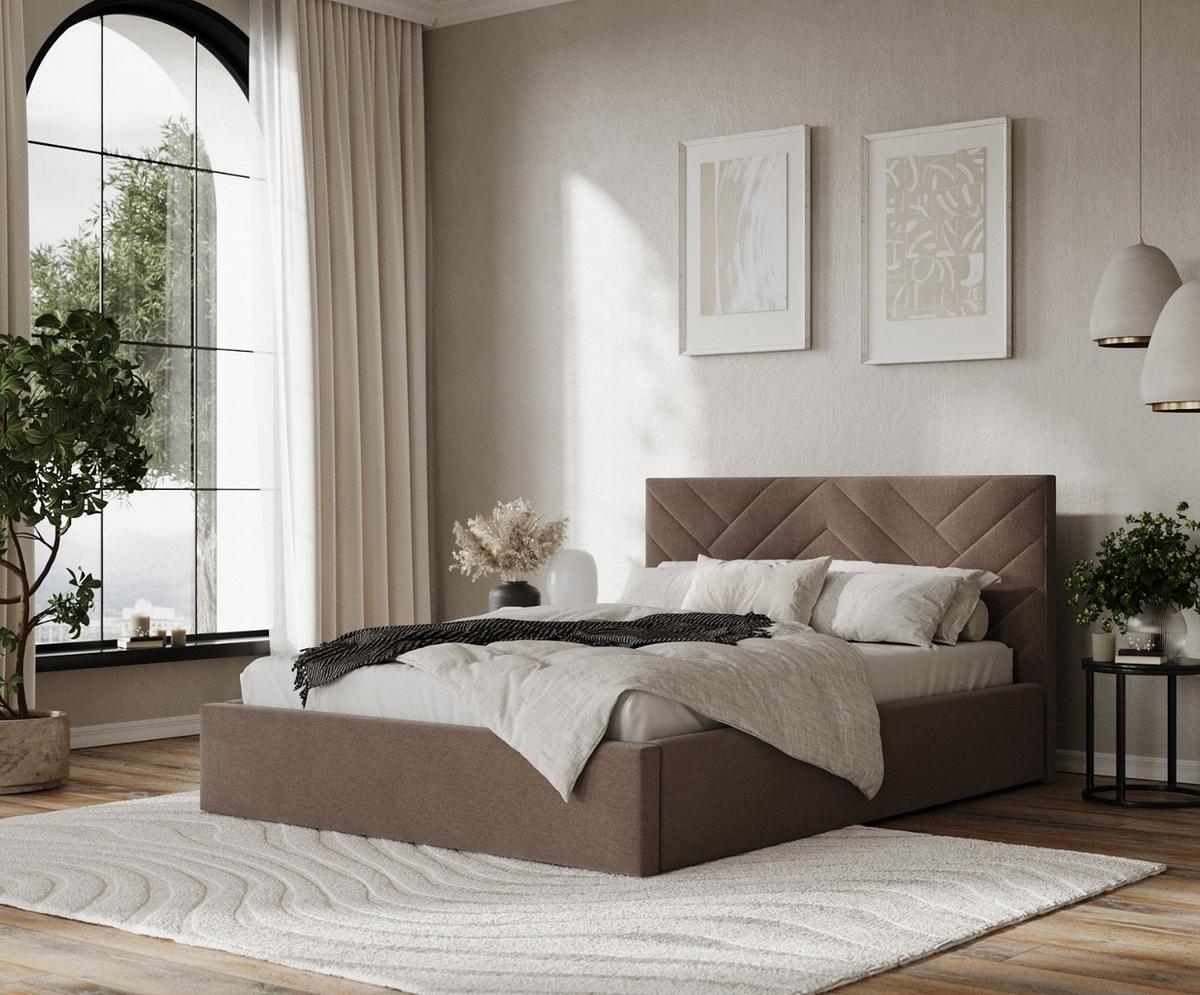 POLSTERBETT Arco 160/200 cm Braun im Asti Stoff - Schwarz/Naturfarben, Holz/Holzwerkstoff (160/200cm) - AltaBeds