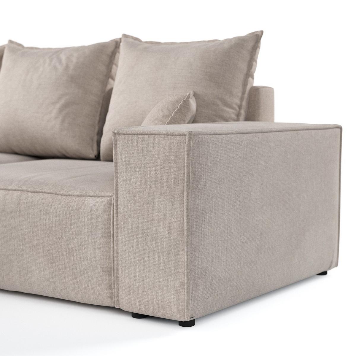 ECKSOFA SENSO mit Schlaffunktion Beige im Wind Stoff - Beige/Schwarz, Holz/Holzwerkstoff (255/148cm) - AltaBeds