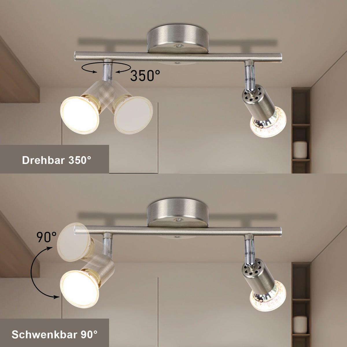 DECKENSTRAHLER Leeder 2-flammig 26/15/8cm - Silberfarben, Metall (26/15/8cm) - Nettlife