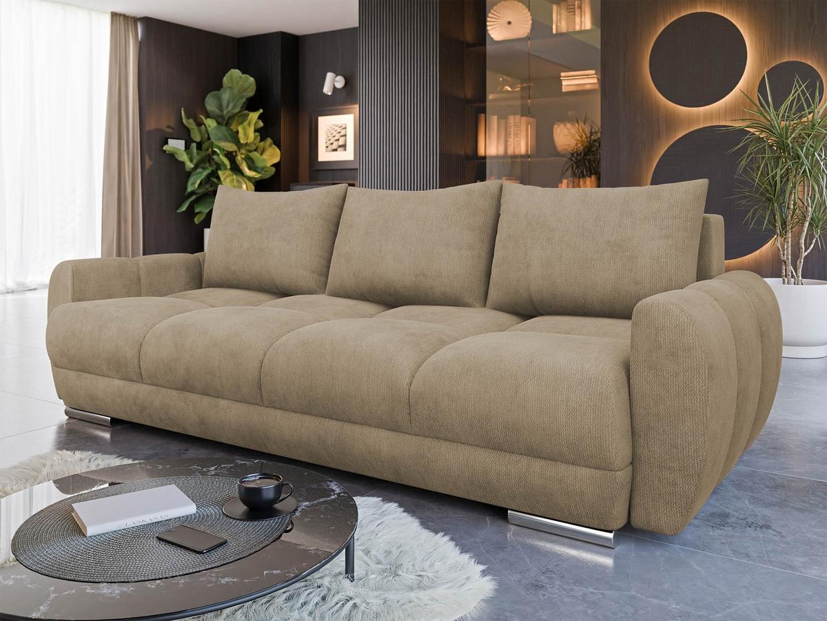 SCHLAFSOFA Logo 3 - Beige/Silberfarben, Holz/Kunststoff (234/89/97cm) - MIRJAN24