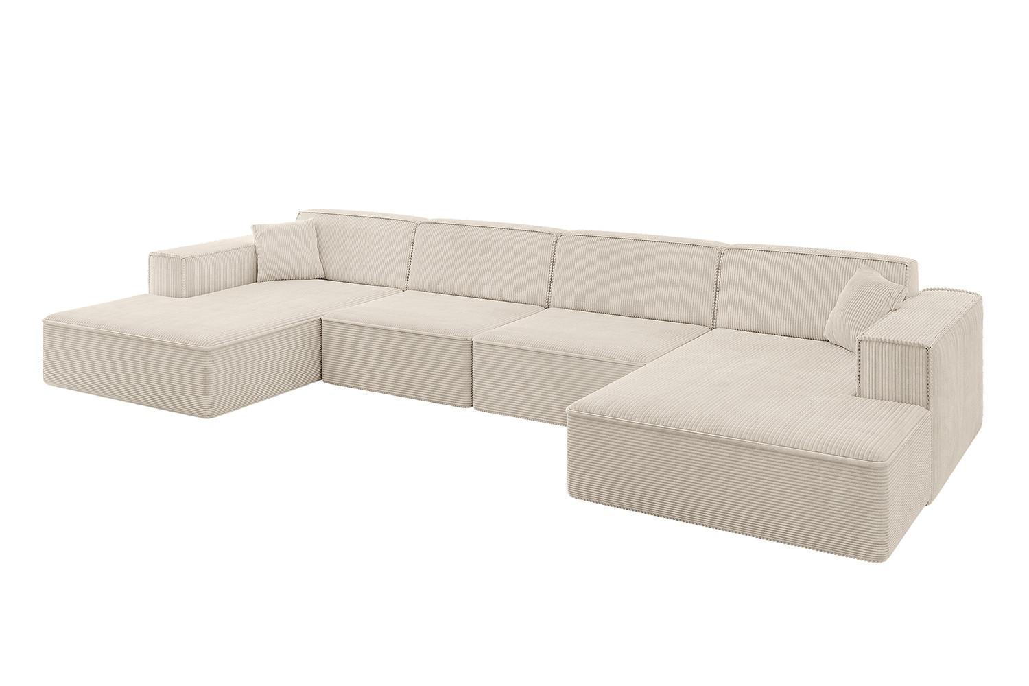 WOHNLANDSCHAFT IREA-U2-v4 - 386x165x77 cm Beige - Beige, Holzwerkstoff/Textil (386/77/165cm) - ALTDECOR