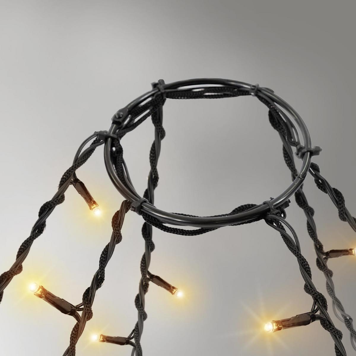 FAHNENMAST LICHTERKETTE 6 Stränge-2,08m 192LED Warmweiß Schwarz Aussen - Schwarz, Kunststoff (208cm) - ECD-Germany