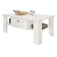 COUCHTISCH weiß Pinie Landhaus, Beistelltisch 107 x 67 cm, Soft-Close-Funktion - Weiß/Pinienfarben, Holzwerkstoff/Metall (110/70/45cm) - Furn.Design