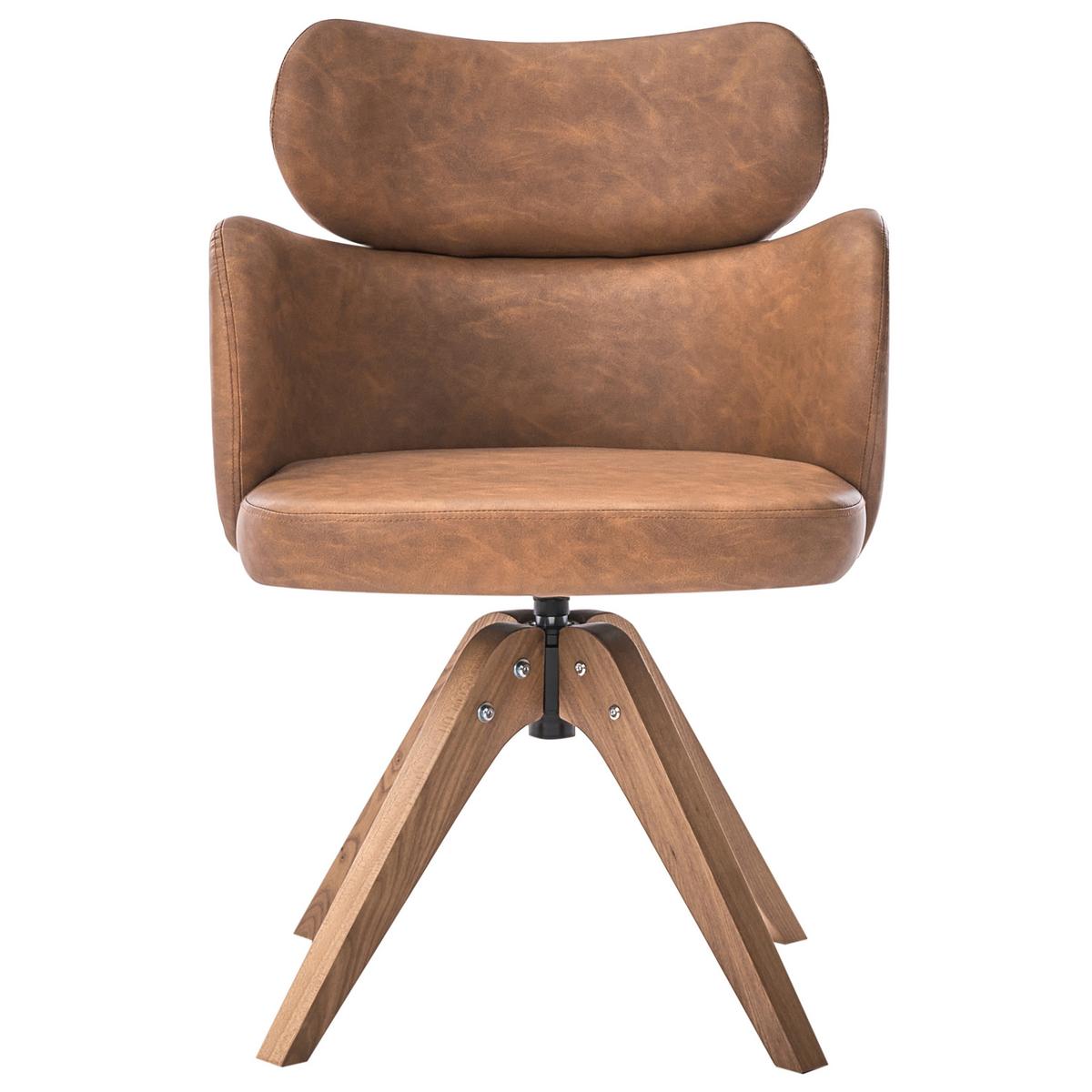 ESSZIMMERSTUHL drehbar Kunstleder Braun Marcy - Braun, Kunststoff (60/85/66cm) - Beliani