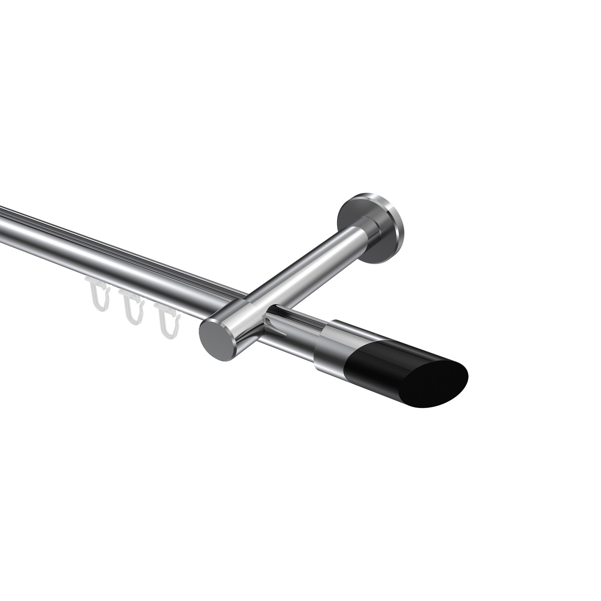 GARDINENSTANGE INNENLAUF Prestige Verano 300 cm (geteilt in 3 x 100 cm), 1-läufig, 20 mm Ø Chrom - Chromfarben/Schwarz, Metall (300cm) - INTERDECO