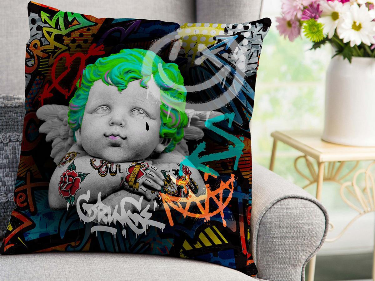 WENDE-KISSENHÜLLE POP-Art Cuipdo 45/45 cm - Multicolor/Schwarz, Textil (45/45cm) - beties Heimtextil