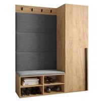 GARDEROBEN-SET 134/184/42 - Eichefarben/Schwarz, Holz/Kunststoff (134/184/42cm) - MÖBEL KRYSPOL