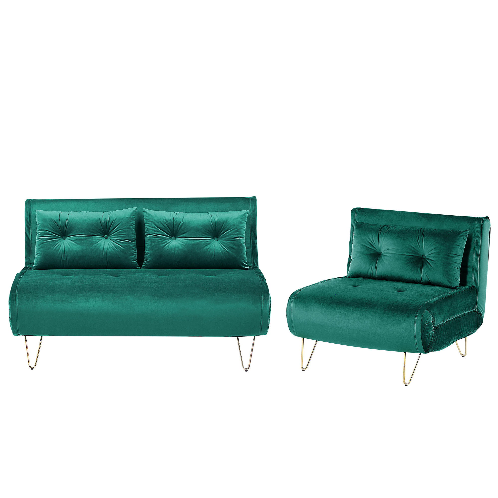 3-SITZER SOFA SET Samtstoff Grün Vestfold - Grün, Textil (130/81/78cm) - Beliani