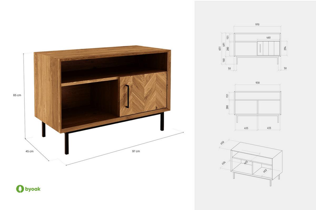 KOMMODE LEON Wildeiche - Wildeiche, Holz (97/65/45cm) - byoak