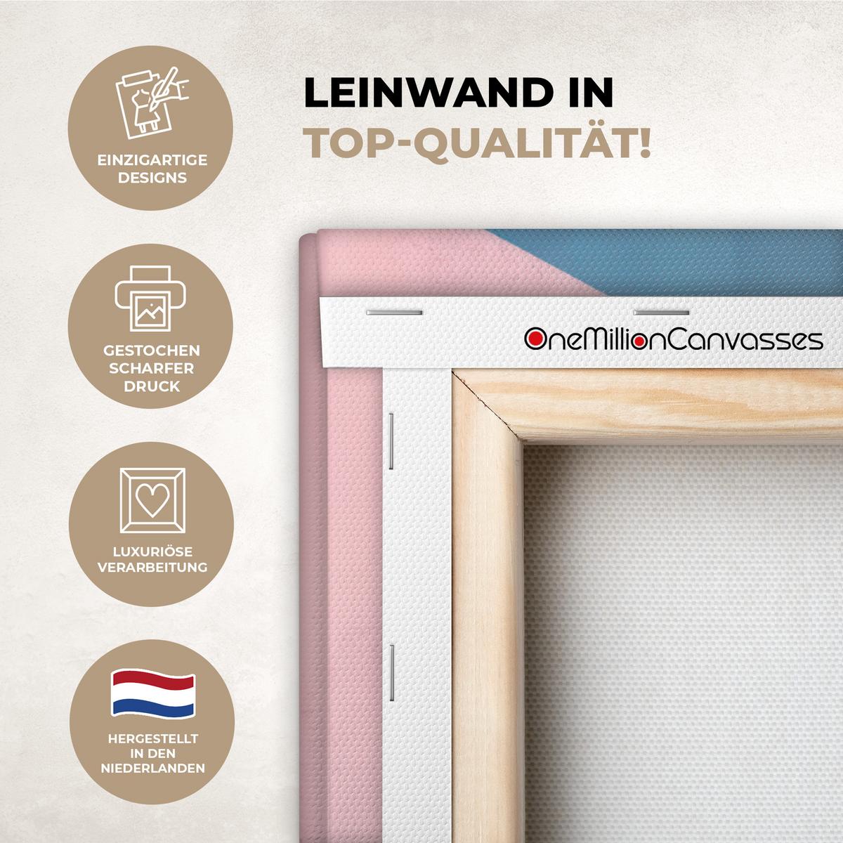 LEINWANDBILD Katze - Treppe - Gebäude - Schattenkontraste Wandbild Wohnzimmer 60x80 cm - Dunkelblau, Textil (60/80cm) - MuchoWow