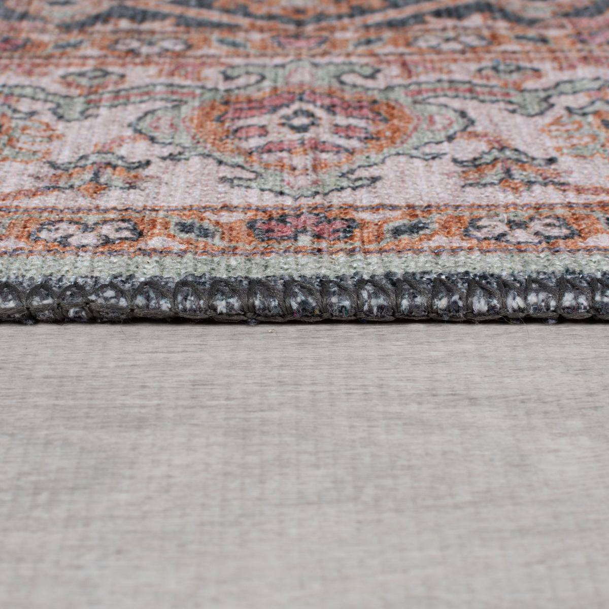 TEPPICH Waschbar HURST, orientalisch mit Medaillon, Rosa, 152 x 230 cm - Rosa, Textil (230/152cm) - KADIMA DESIGN