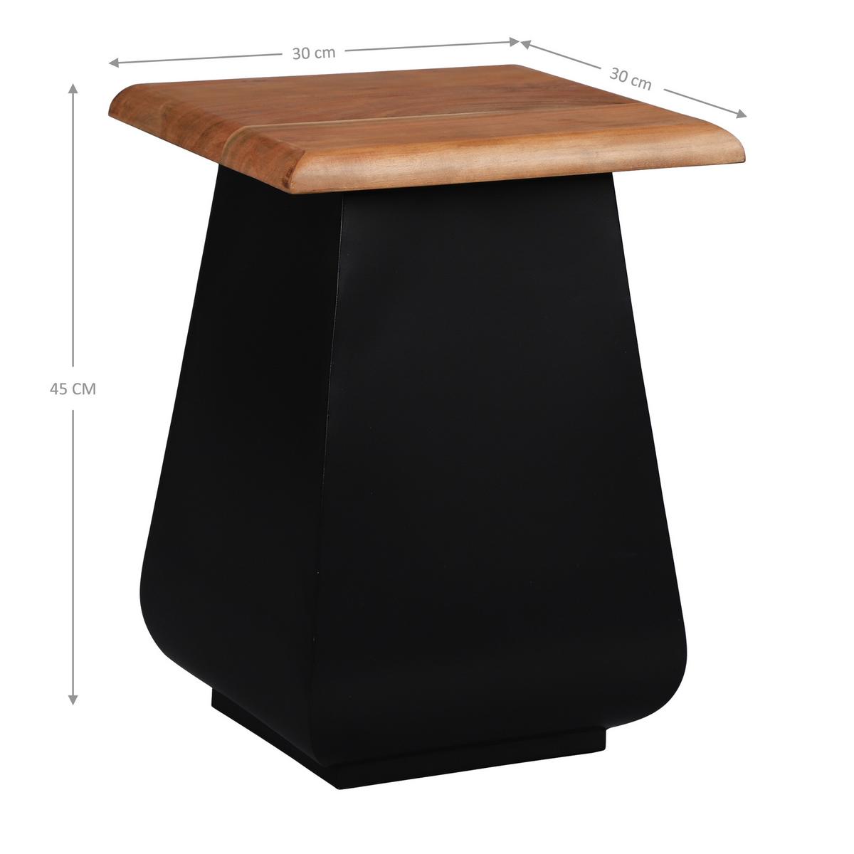 BEISTELLTISCH 30x45x30 cm Schwarz-Natur aus Akazienholz und Metall - Schwarz, Metall (30/30/45cm) - WOMO-DESIGN