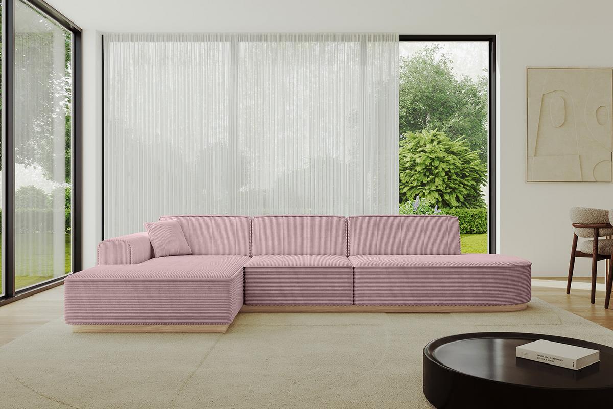 ECKSOFA Ottomane Links IREA-L2 - 327x165x80 cm Rosa - Rosa, Holzwerkstoff/Textil (327/165cm) - ALTDECOR