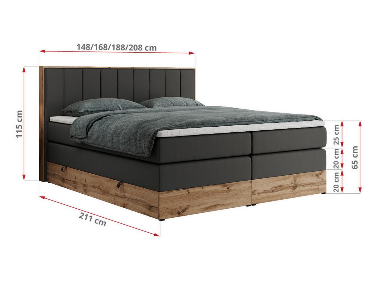 BOXSPRINGBETT BELLISSIMO KING 140/200 Dunkelgrau Kunstleder - H4 - Dunkelgrau, Holz/Textil (140/200cm) - MKS