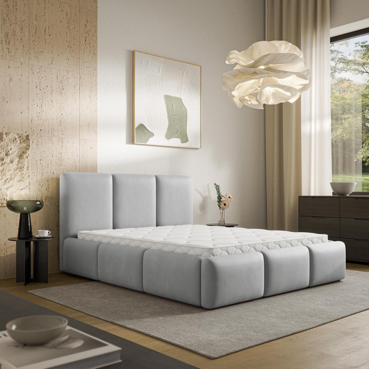 POLSTERBETT ARSIL 120x200 cm mit Bettkästen - Hellgrau - Hellgrau, Holz/Textil (120/200cm) - MASSENO