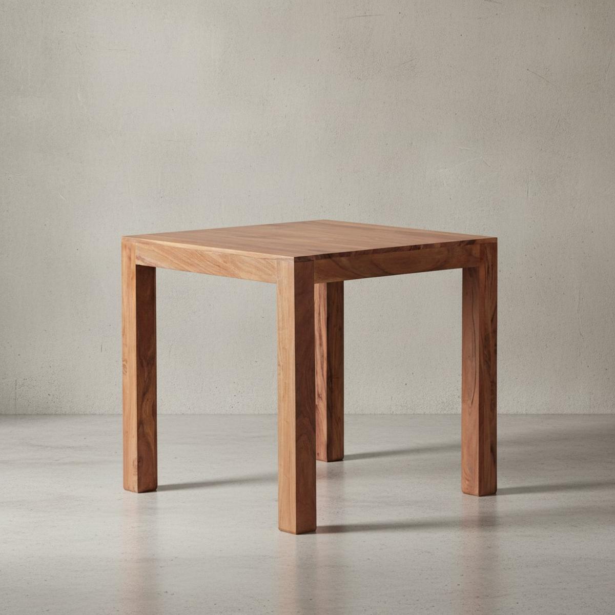 ESSTISCH Massivholz Akazie Rechteckig Handgefertigt NAKO, Beige 80x80x76 cm - Hellbraun/Beige, Akazienholz/Holz (80/80/76cm) - KADIMA DESIGN