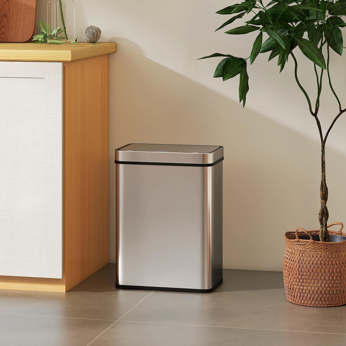 SENSOR-MÜLLEIMER Edelstahl Silber - Silberfarben, Metall (27/54/39cm) - HOMCOM