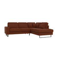 ECKSOFA Floe Terrakotta Cord - Terracotta/Schwarz, Holz/Kunststoff (290/231cm) - S-Style Möbel