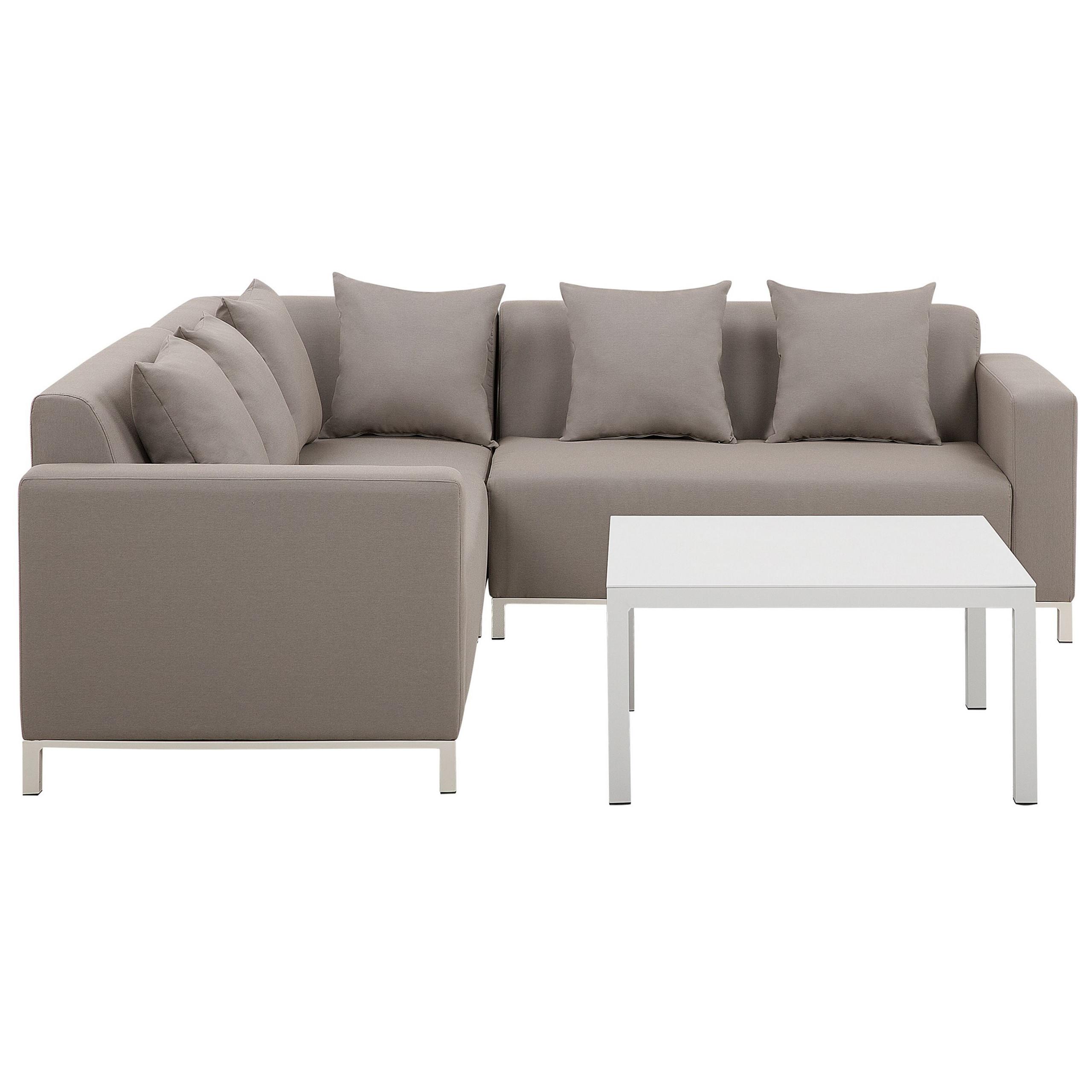 LOUNGE SET 5-Sitzer cremeweiß linksseitig modular Belize - Creme, Textil - Beliani