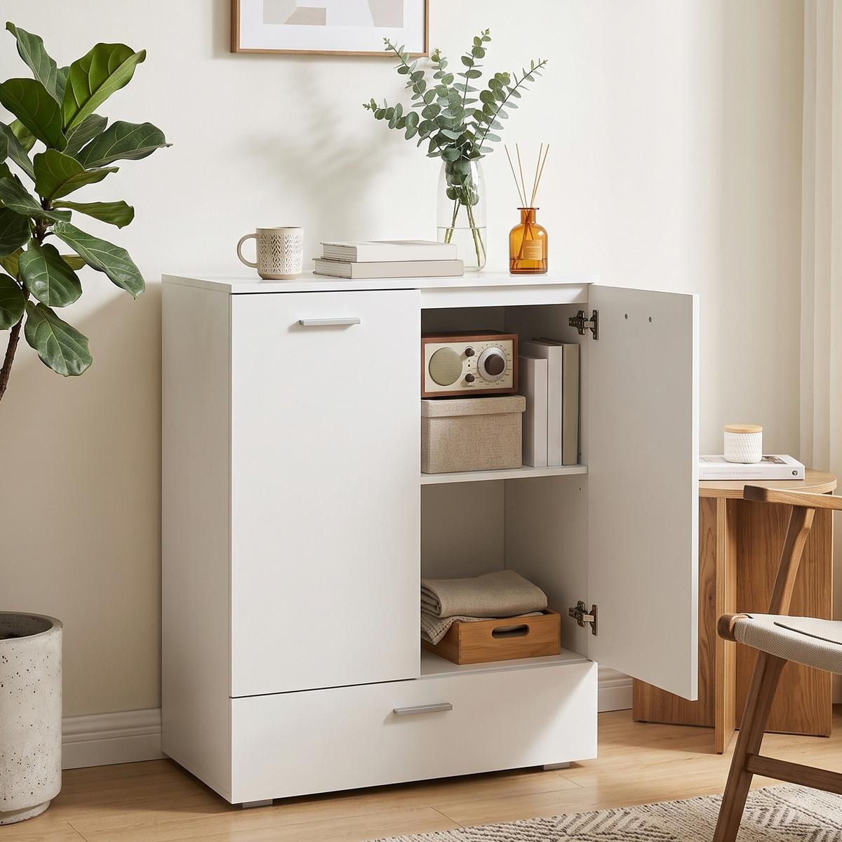 SIDEBOARD MDF Weiß - Weiß, Holzwerkstoff/Metall (42/100/80cm) - HOMCOM