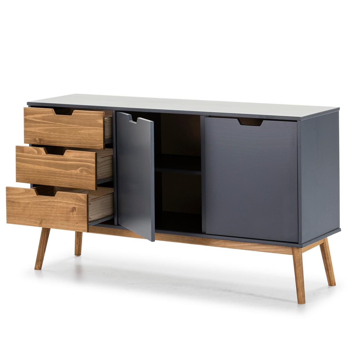 SIDEBOARD Java 3 Schubladen Grau - Anthrazit, Holz (140/80/40cm)