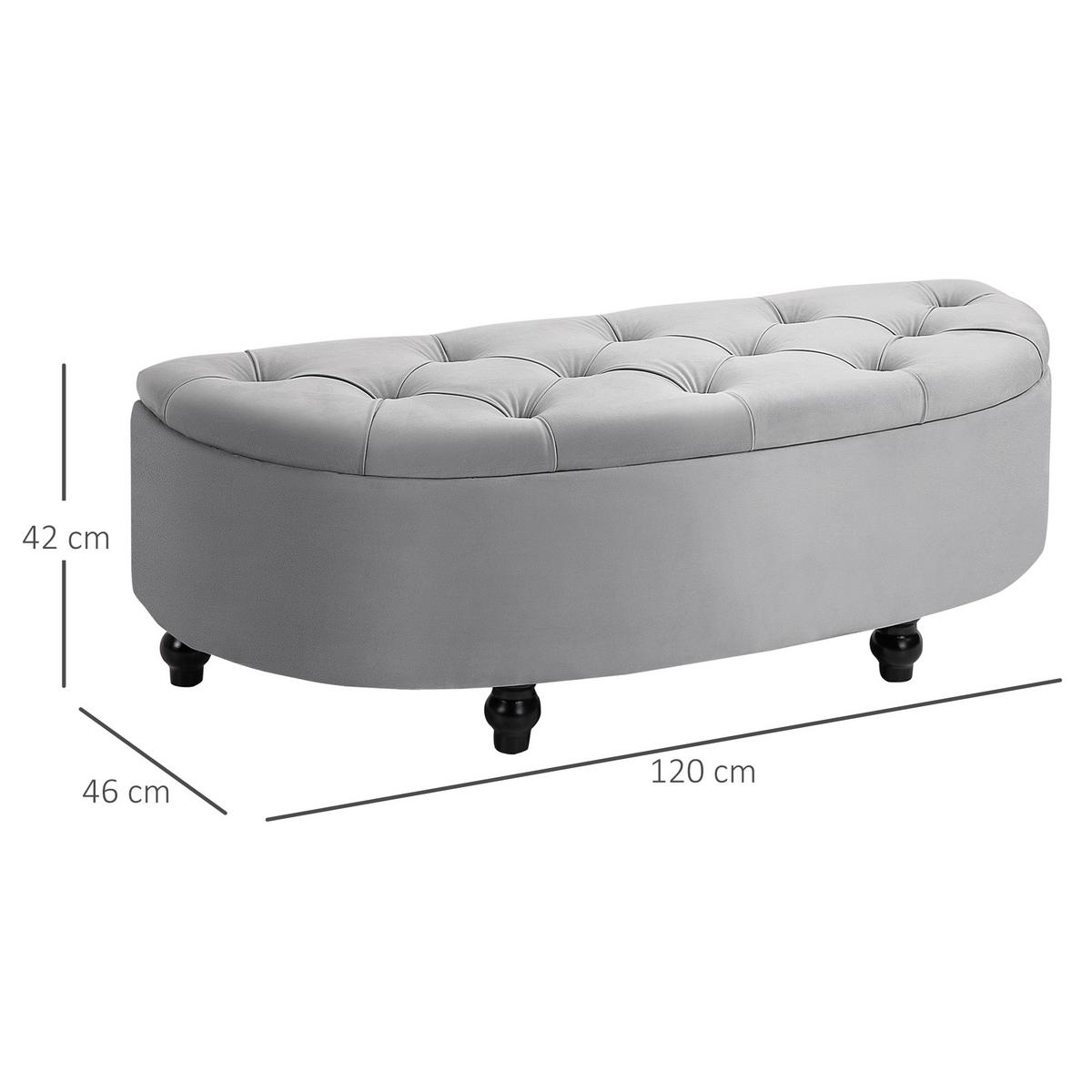 TRUHENBANK Velvet-Touch Grau - Schwarz/Grau, Holz/Kunststoff (46/42/120cm) - HOMCOM