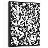 LEINWAND Bilder mit Rahmen - Formen - Buchstaben - Graffiti - Schwarz - 30x40 - Schwarz, Textil (30/40cm) - MuchoWow