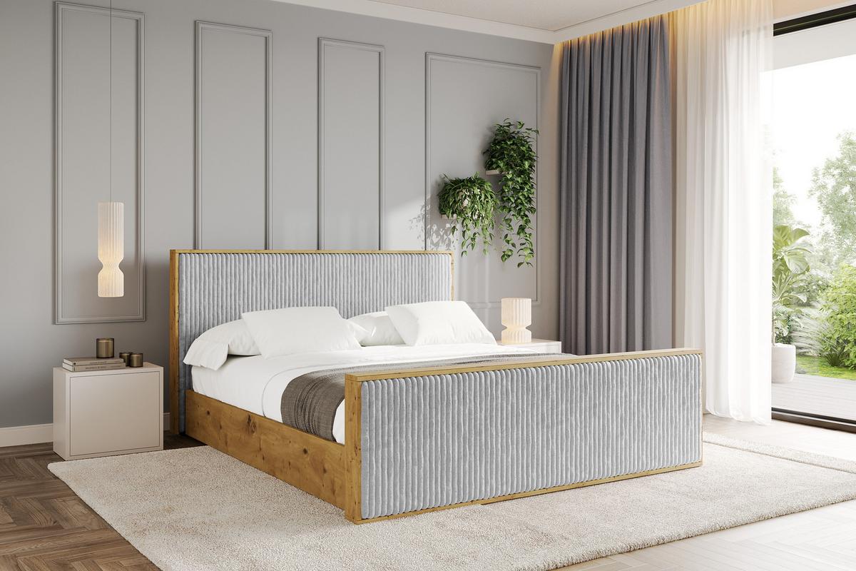 POLSTERBETT mit Bettkasten und Lattenrost, Boxbett mit Stauraum und Kopftei mit Matratze H3/H4 - ENZO10 120x200 Grau - Grau, Holzwerkstoff/Textil (120/200cm) - ALTDECOR