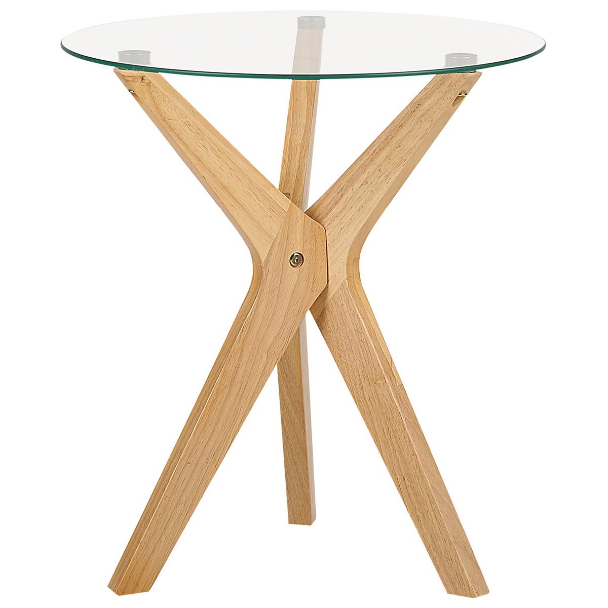 COUCHTISCH 2er-Set Rund Transparent, Hell Holz Valley 80/80 cm - Transparent, Glas (80/80/46cm) - Beliani