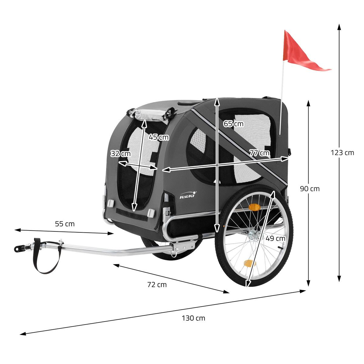 HUNDEANHÄNGER Grau - Grau, Metall (72/123/130cm) - Hauki