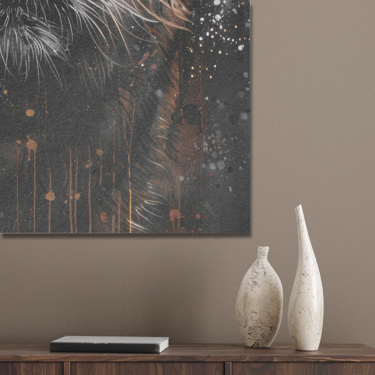 AKUSTIKBILD Tiger - Tiere - Porträt - Luxus - Schwarz Wanddeko 70x100 cm - Braun, Kunststoff (70/100/0.9cm) - MuchoWow