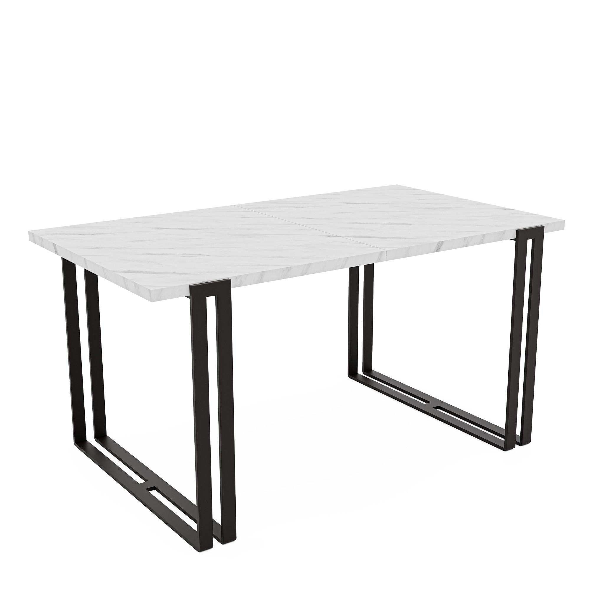 TISCH ausziehbar aus MDF, Weiß - Schwarz/Weiß, Holzwerkstoff (140/80/76cm) - Idohome