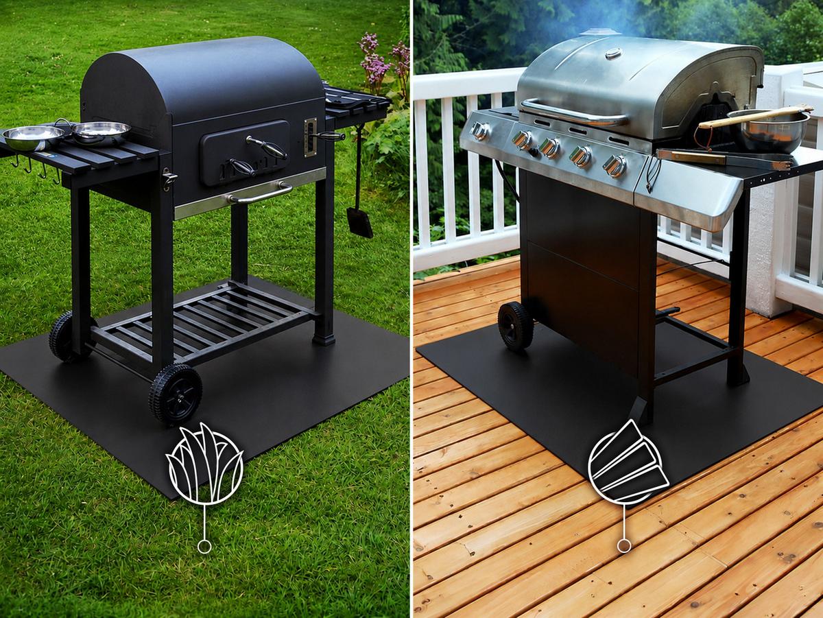 GRILLUNTERLAGE Bodenschutzplatte Metall Schwarz 100x80 cm - Schwarz, Metall (100/80/0.1cm) - TULUP