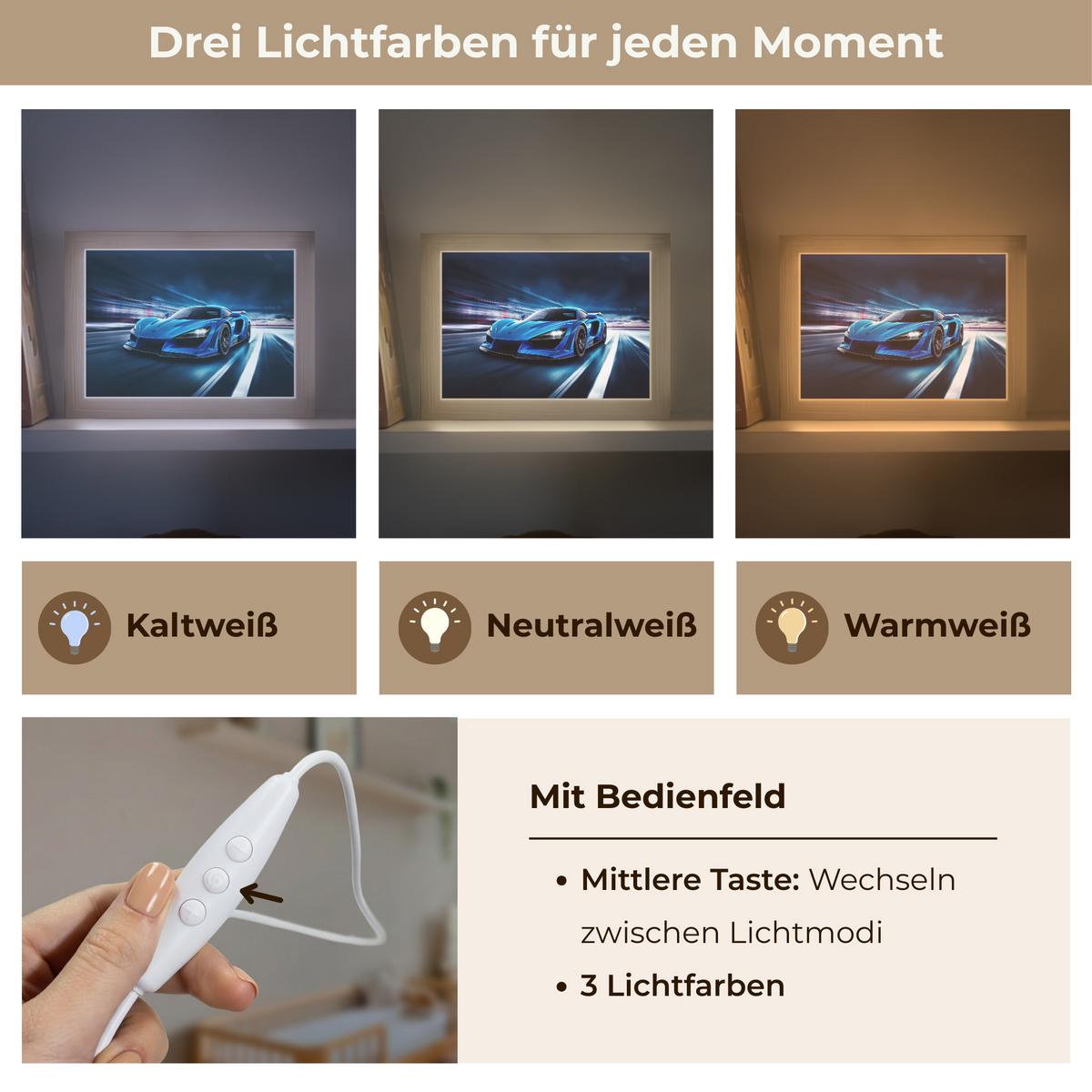 NACHTTISCHLAMPE Auto - Blau - Jungen - Kind 20x15 cm - Blau, Holzwerkstoff (8/20/15cm) - OnlyWow