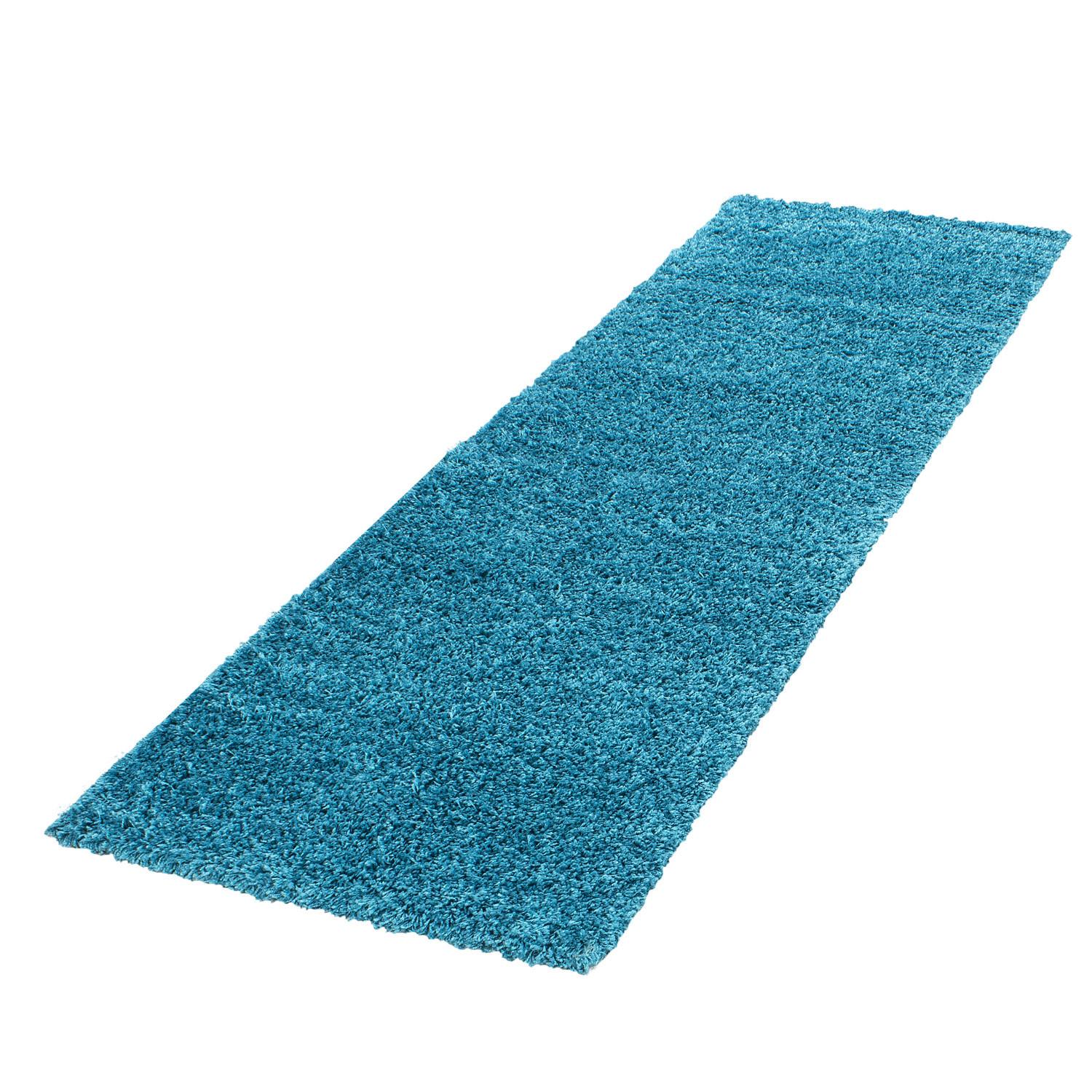 HOCHFLORTEPPICH RHEIN, einfarbig, aus Polypropylen, Türkis, 80 x 250 cm - Blau, Textil (80/250cm) - KADIMA DESIGN