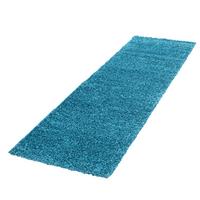 HOCHFLORTEPPICH RHEIN, einfarbig, Türkis, 80 x 250 cm - Blau, Textil (80/250cm) - KADIMA DESIGN