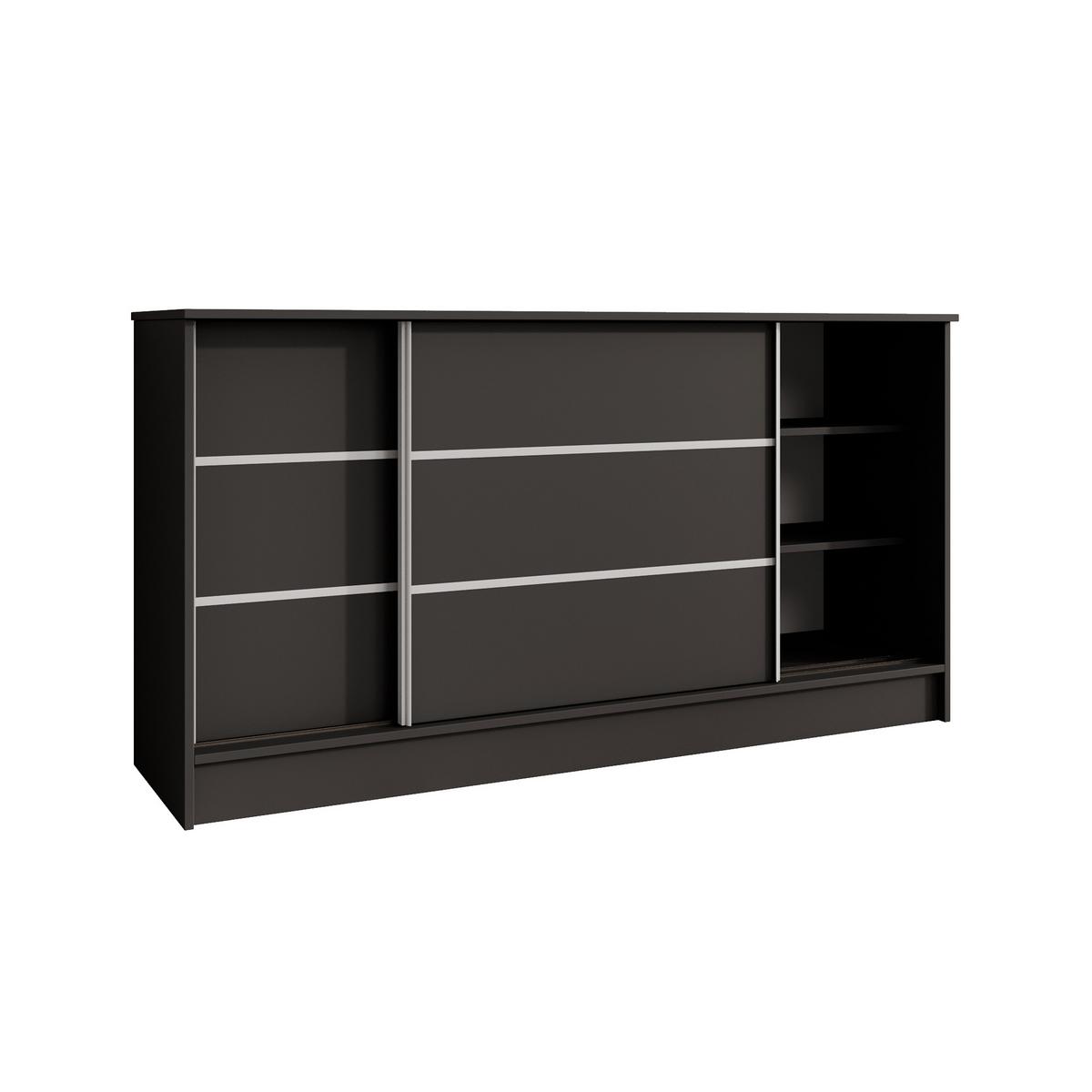 KOMMODE Mirela mit 2 Schiebetüren 160 cm, Schwarz - Schwarz, Holzwerkstoff (161/85/43.5cm) - Beautysofa