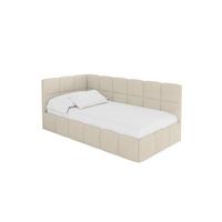 EINZELBETT Jugendbett mit Bettkasten Rechts, mit Matratze - LIVY 80x200 Beige - Cappuccino, Holzwerkstoff/Textil (80/200cm) - ALTDECOR