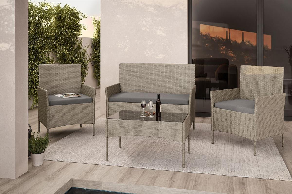 LOUNGEGARNITUR PERGOLA Rattan Gartenmöbelset - Grau, Kunststoff - Lookway
