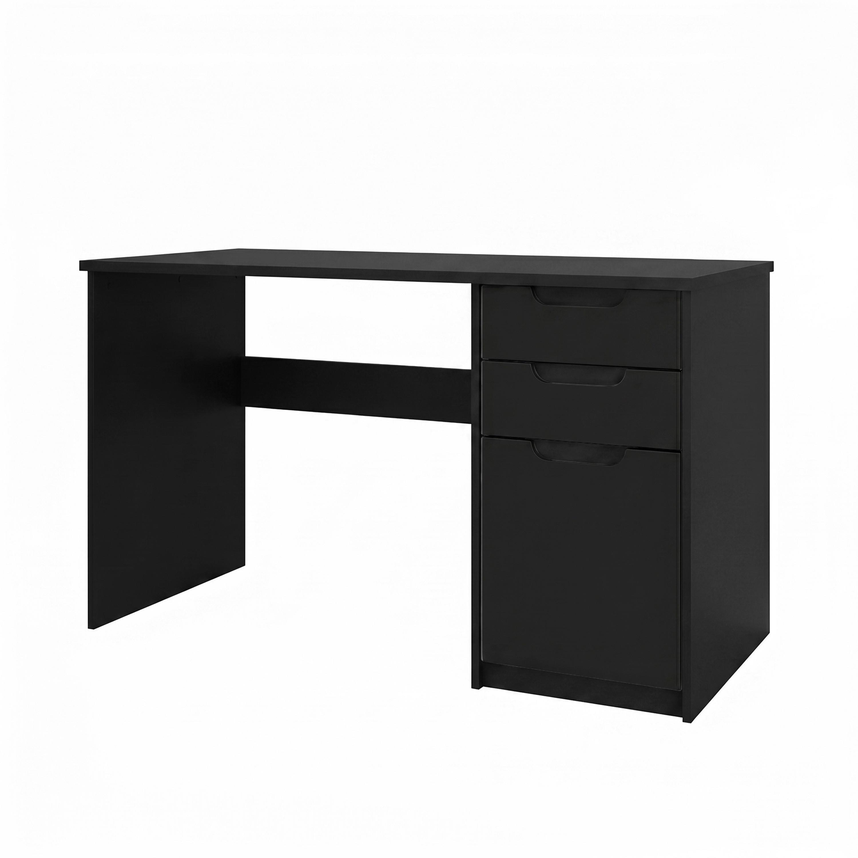 SCHREIBTISCH Logan Fronten in Schwarz matt - Schwarz, Holzwerkstoff (60/129/76cm) - Vladon