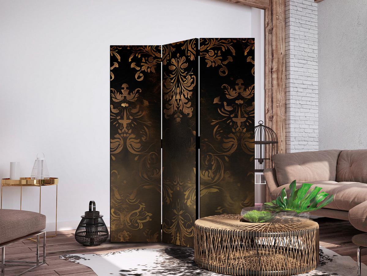 PARAVENT Einseitig Bedruckter 3-tlg 135x172 cm Barocke Glamour Ornamente - Braun, Holz/Textil (135/172/3cm) - Muralo