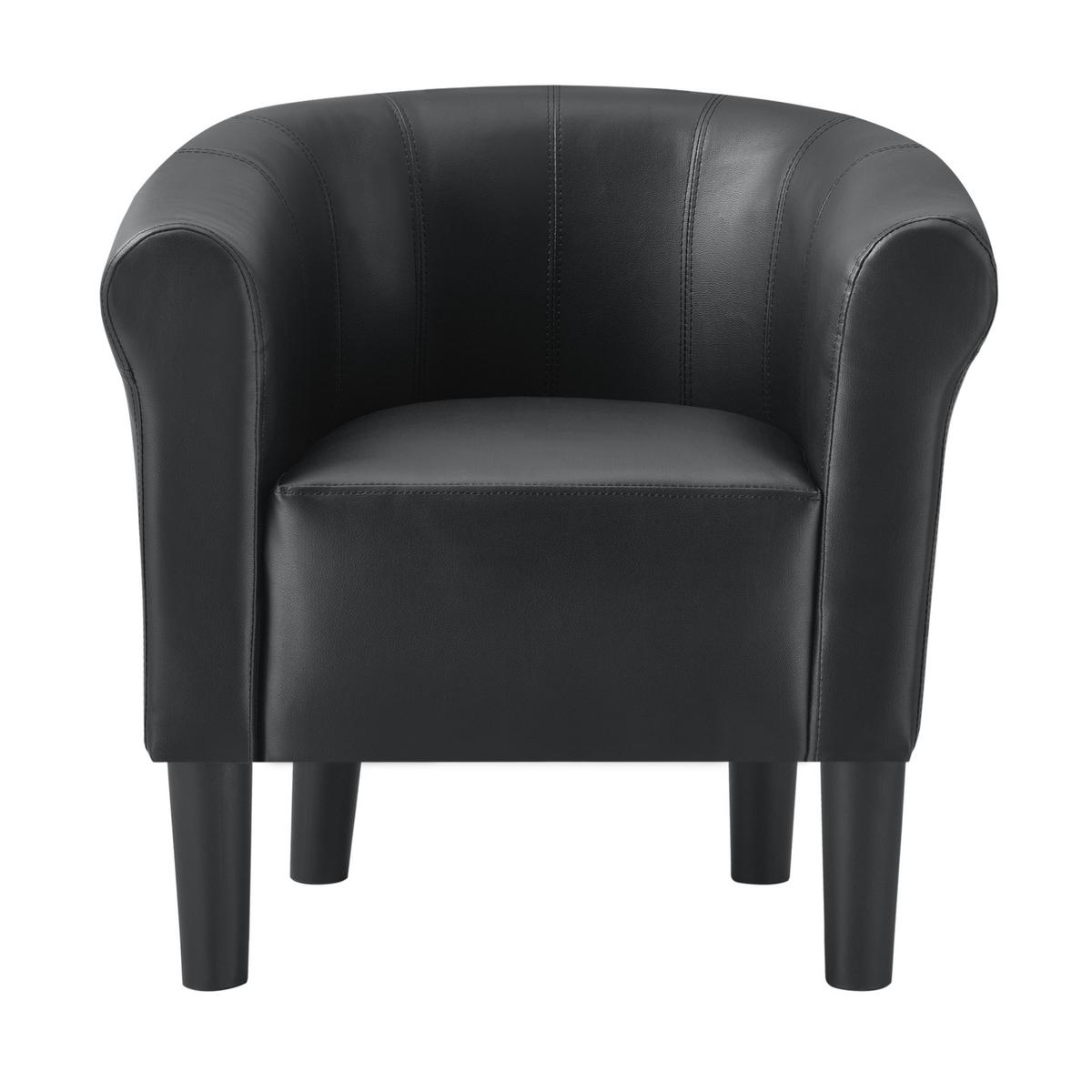 SESSEL Jelgava Kunstleder Schwarz - Schwarz, Textil (70/70/58cm) - [en.casa]