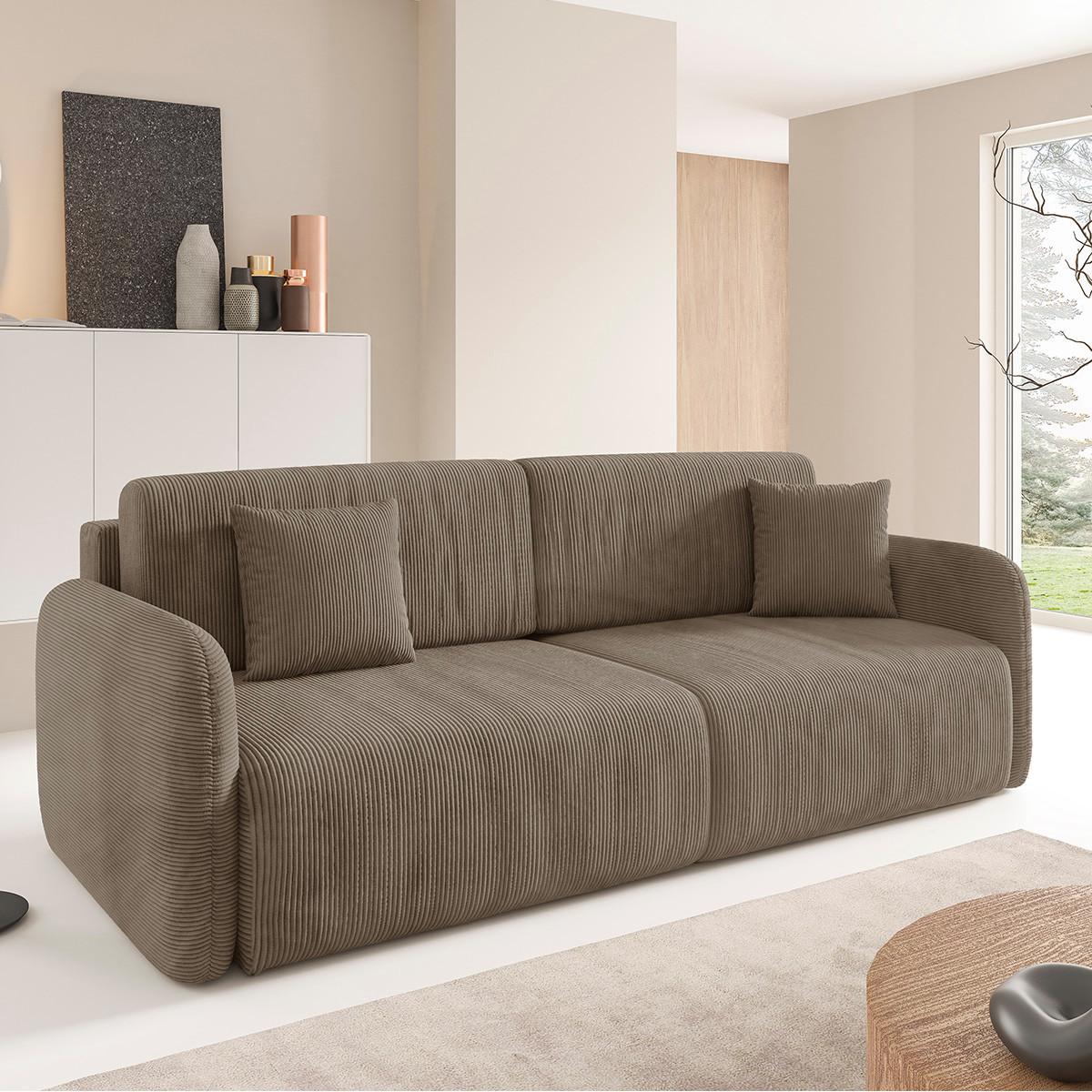 SOFA Dora 3 Sitzplätze Taupe - Taupe, Holz (233/92/110cm) - Petits-meubles