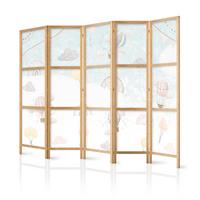 PARAVENT Japanischer 5-tlg 225x172 cm Ballons Wolken - Multicolor, Holz/Textil (225/172/3cm) - Muralo