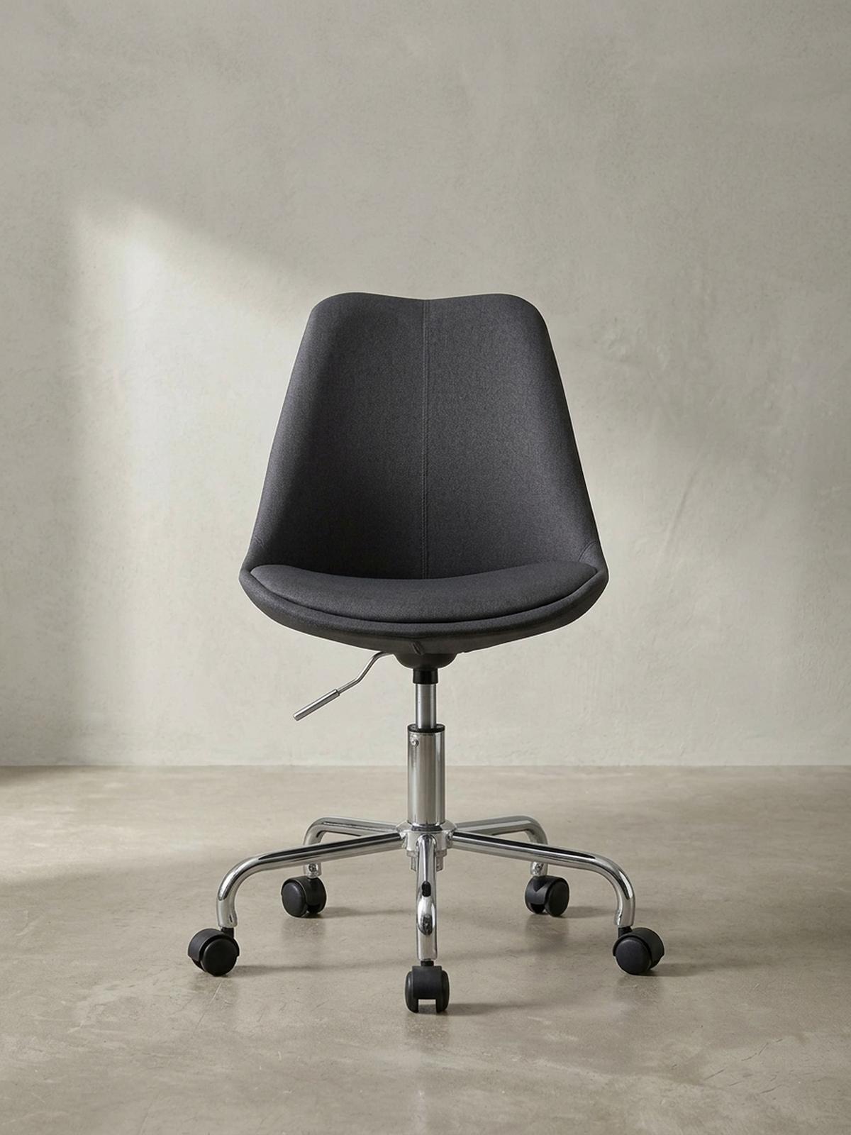 SCHALENSTUHL mit 360° Drehfunktion MESCHIO, Schwarz 65x65x94 cm - Silberfarben/Schwarz, Textil/Metall (65/94/65cm) - KADIMA DESIGN
