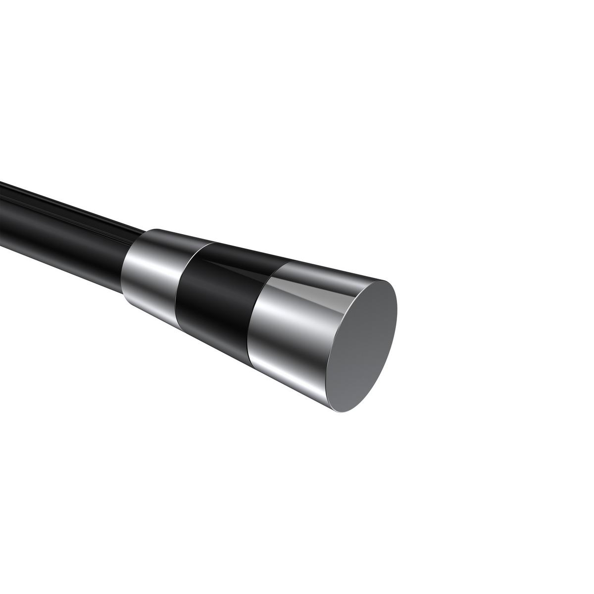 ENDSTÜCKE FÜR GARDINENSTANGEN 20 mm Ø, Tanara Chrom/Schwarz, Packung 2 Stück - Chromfarben/Schwarz, Metall (6.5/3.2/3.2cm) - INTERDECO