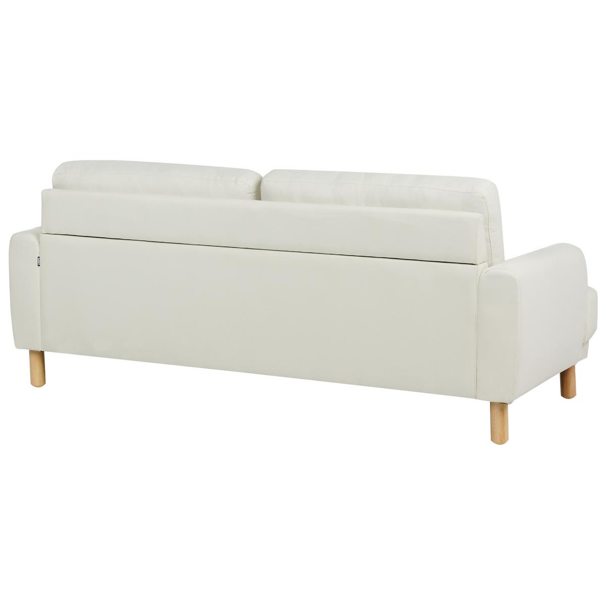 3-SITZER-SOFA Stoff cremeweiß Tuve - Hellbraun/Weiß, Textil (199/85/90cm) - Beliani